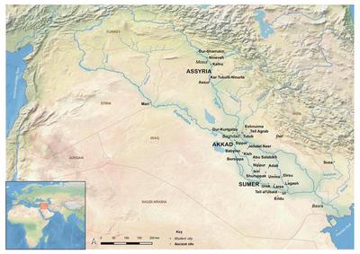 **Near East? Middle East? Western Asia? Map of the region with selected archaeological sites. Created by myself, with data from Natural Earth and Food and Agriculture Organization of the United Nations (FAO AQUASTAT Major Rivers of the World)**.